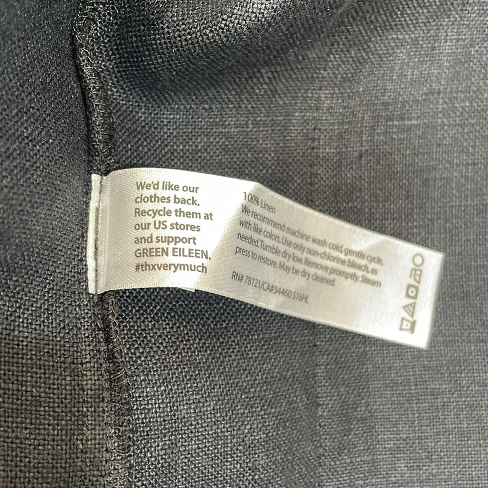 Eileen Fisher Blazer Coat Size S 100% Linen Black Open Front EUC - Picture 11 of 11